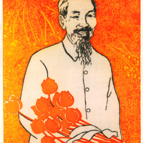 Ho Chi Minh With Lotus Flowers - Vietnam Propaganda Art Posters